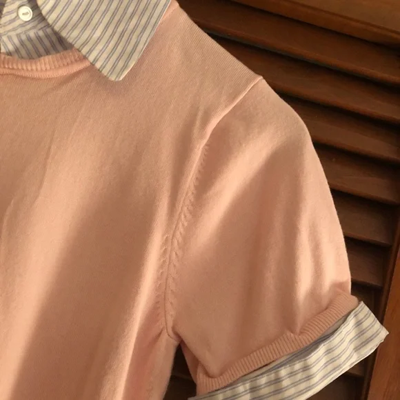 Old Money aesthetic top baby pink size Medium - Picture 3 of 5